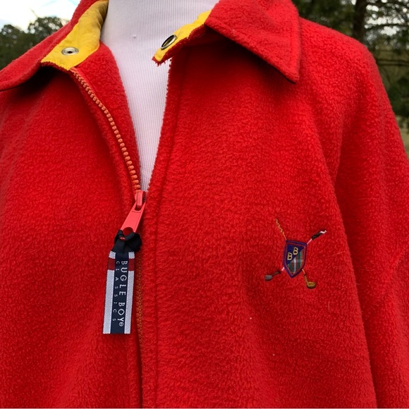 Vintage Bugle Boy Cozy Fleece Full-zip Jacket Unisex Plush Soft! Bright Red - Picture 14 of 15